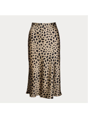 Realisation NEW Par Naomi Wild Thing Animal Print Bias 100% Silk Midi Skirt M